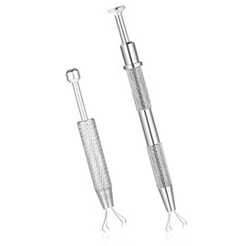 2 Pieces Stainless Steel 4-Claw Pick up Tool 4 Prongs Jeweler's Pick Up Tool for Small Parts Pickup Metal Grabber Claw Pickup Holder for IC Chip Electronic Components Nails Clamping, Silver
