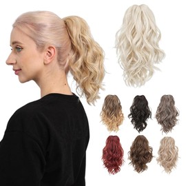 JUVABUN Claw Clip Beach Waves Ponytail Extension 12" -Platinum Blonde | Hair Extension Clips | Ponytail Extension Human Hair | Hair Extensions Washable Realistic And Synthetic Hairpiece