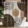 Keeuy Brown and Beige Hookless Shower Curtain with Snap-in Liner,