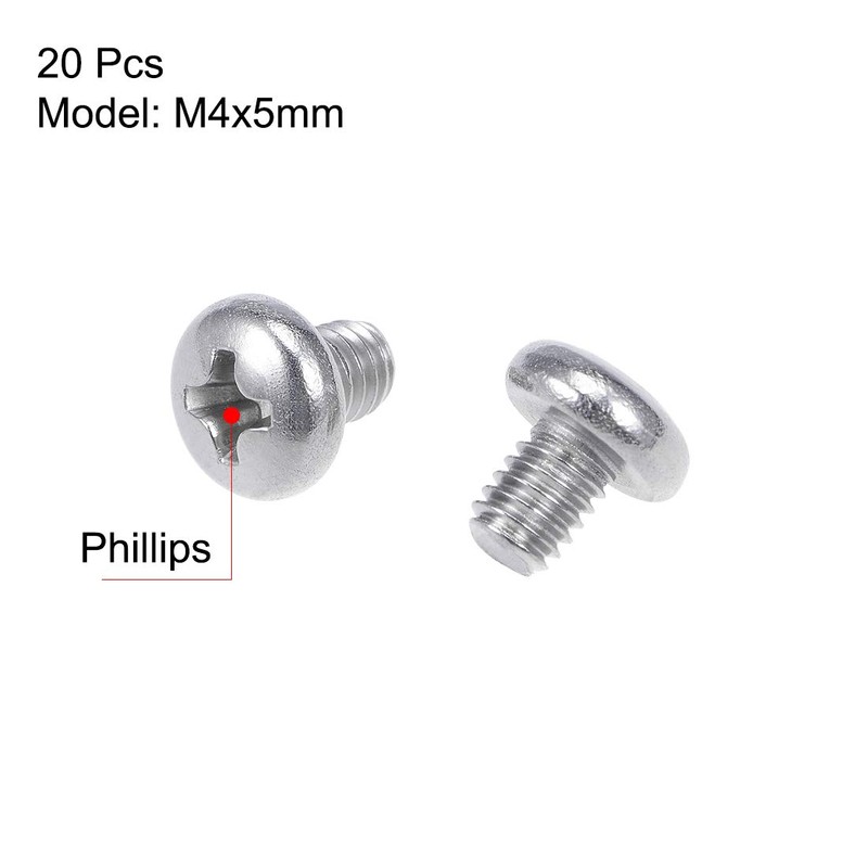 uxcell M4x5mm Machine Screws Pan Phillips Cross Head Screw 304