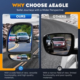 Towing Mirrors Compatible with Ford Excursion 2001 2002 2003 2004 2005, F-250 F-350 Super Duty 1999-2007 with Power Heated Manual Folding Telescoping Pair