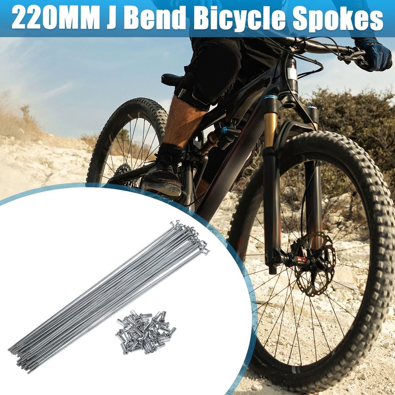X AUTOHAUX 36pcs 14G J Bend Bike Steel Spokes 8.66"