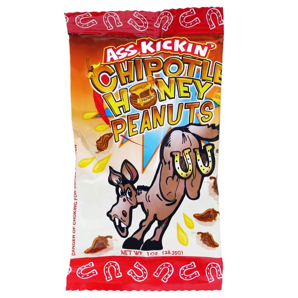 ASS KICKIN’ Chipotle Honey Roasted Spicy Hot Peanuts – 1oz 24 Pack - Ultimate Spicy Gourmet Gift Travel Size Peanuts Great on the Go Snack - Try if you dare!