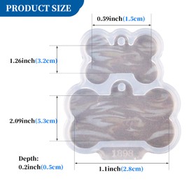 Angel Wings Cute Dog Bone Shape Silicone Mold Holographic Resin Molds for DIY Pet Tag Keychain Pendant Charm Crafts