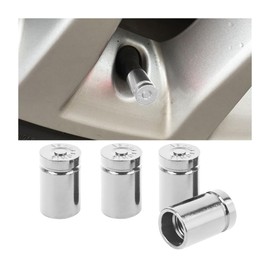 JNNJ Pack of 4 Car Valve Caps Cover, Car Valve Aluminium Caps, Valve Caps Bullet Shell, Tyre Valve Dust Caps, Universal Replacement for Vans Car (White)