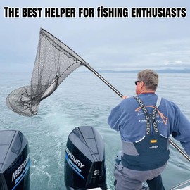 Aqwxc Heavy Duty Extra Large Rubber Fishing Net - Aluminum Telescoping Handle (67-100in), 20in Net Opening for Saltwater Fishing