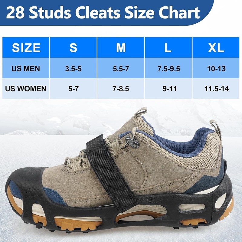 Ice Cleats for Shoes and Boots - 28 Studs Traction
