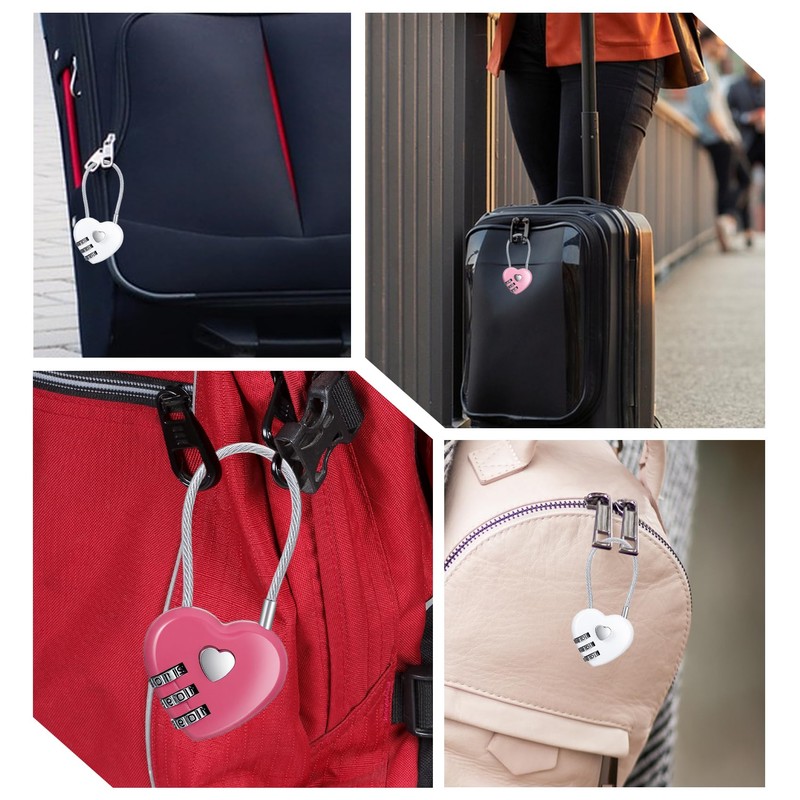 3 Pack Cute Locker Lock, Combination Locks Heart Shape Gym