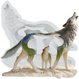 TAOXIBEI Howling Wolf Silicone Resin Mold Wolf Polymer Clay Molds for DIY Crafts Epoxy Resin Casting Air Dry Polymer Clay Plaster Jewelry Making