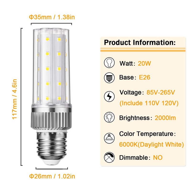 Aolang E26 LED Bulb,20W LED Corn Light Bulb 150W Equivalent