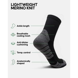 ZANZER (3 Pairs) Merino Wool Socks for Men Warm Soft Hiking Socks Odor Resistant Crew Socks Hiking Hunting Cycling