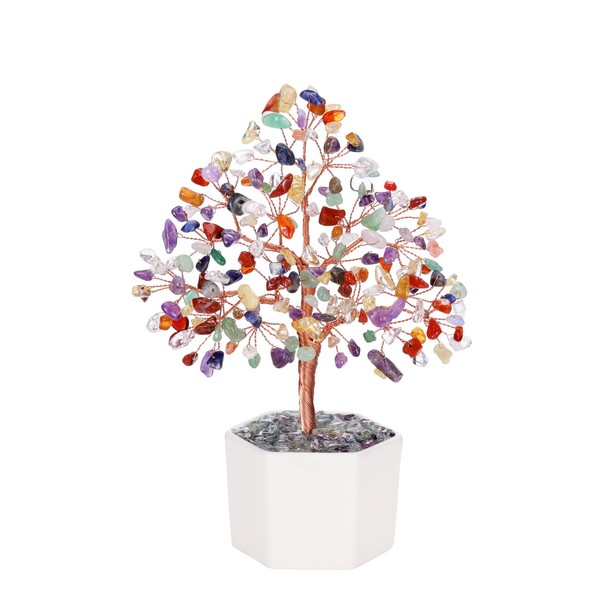 CrystalTears Chakra Crystal Tree Handmade Reiki Healing Crystal Gemstone Tree