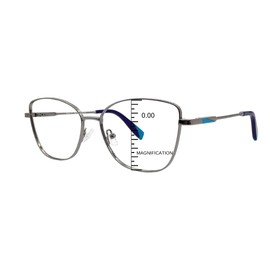 ProEyes Mia, Progressive Blue Light Blocking Readers, 0 Strength on Top Lens, Spring Hinge, Lightweight, Durable (Gun, 1.5, multiplier_x)