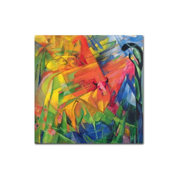 Animals in a Landscape 1914 Artwork by Franz Marc, 24 by 24-Inch Canvas Wall Art