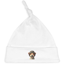 Azeeda 'Jack Russell Wearing Woolly Hat' Baby Beanie Hat (BH00032574) White