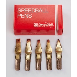Speedball LC Left-Handed Series Pen Nib Set, Set of 6 Broad Edge Nibs, Triple-Reservoir Design, Calligraphy Ink Pen, Handwriting, Lettering, Fountain, Crow, For Artist Caligraphy Set, Silver