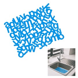 Kitchen Sink Mat 32 x 25 cm, Protective Carpet with Letters for Rubber Washbasin, Anti-slip, Resistant, Easy to Clean, Scratch, Shockproof (Blue)