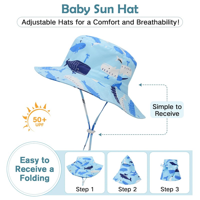 Kid Sun Hat UPF 50+ Adjustable Sun-Hats Boy Bucket Summer