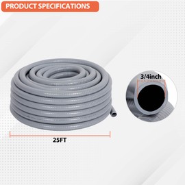 Neorexon Liquid-Tight Conduit 25 ft and 10 Pieces of Connector Kit, Electrical Conduit 3/4 25ft, Flexible Conduit with 5 Straight and 5 90-Degree Conduit Connector Fittings