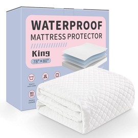 Reaks Bed Waterproof Rayon from Bamboo, Cooling Breathable Mattress Protector Fitted Mattress Pad Cover with Deep Pocket, Machine Washable - Bedding Size: King