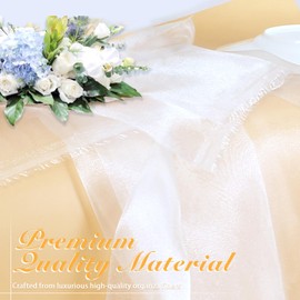 Manyshofu White Organza Fabric by The Yard - 60 Inch Wide, 1 Yard Soft Sheer Fabric Silky Organza Tulle Fabrics Chiffon Fabrics for DIY Wedding Dress Bridal Decorations Fashion Craft