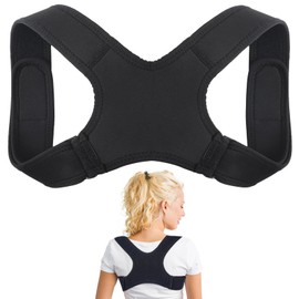 Sangcca Posture Corrector for Men and Women, Invisible Posture Corrector, Back Shoulder Brace, Straight Back Support, Adjustable Support for Neck Stretcher - Black