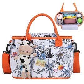 Multifunction Baby Diaper Bag,Diaper Tote Bag Baby Stroller Organizer Bags Babies Shower Gift for Mom or Dad (Blue elephant)