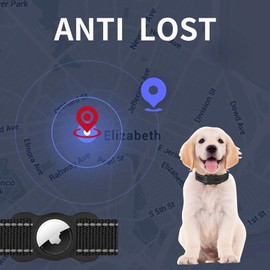 Dog Collar with Airtag Holder,Reflective Adjustable Nylon Airtag Dog Collars with Silicone Airtag Dog Collar Holder(S, Red)