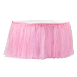 CVL 1 Pc, Tulle Tutu 17Ft Table Skirt - Pink for Sparkling Ballerina-Inspired Party, Kid's Party, Bridal Shower, Quinceanera, and Wedding Reception