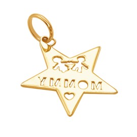 Navada 14k Solid Pure Yellow Gold Star Son Daughter Mommy Family Hearts Adorable Charm