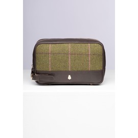 Tweed Wash Bag Mens Ladies Unisex Toiletry Bags Travel Case Organise Storage (Dark Green, One Size)