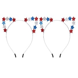 Aiffort 2Pcs Patriotic Star Headband Star Party Headband Stars July 4th Headband Stars Hair Hoop Stars Hair Accessory for Veteran's Day Independence Day Patriotic Party Accessories