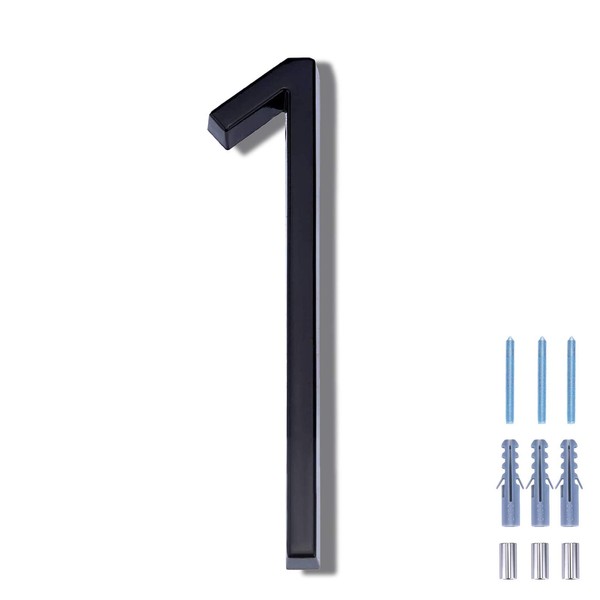 5 Inch Floating House Number 1, VONDERSO Black Metal Modern