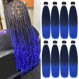 Liang Dian Pre-Stretched Braiding Hair 12 Inch 8 Packs Hot Water Setting Synthetic Hair Crochet Braiding Hair Extension(1B/Blue)