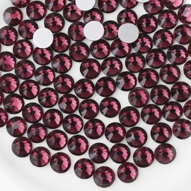 Beadsland 2880pcs Flat Back Crystal Rhinestones Round Gems for Nail Art and Craft Glue Fix, Amethyst,SS6,1.9-2.1mm
