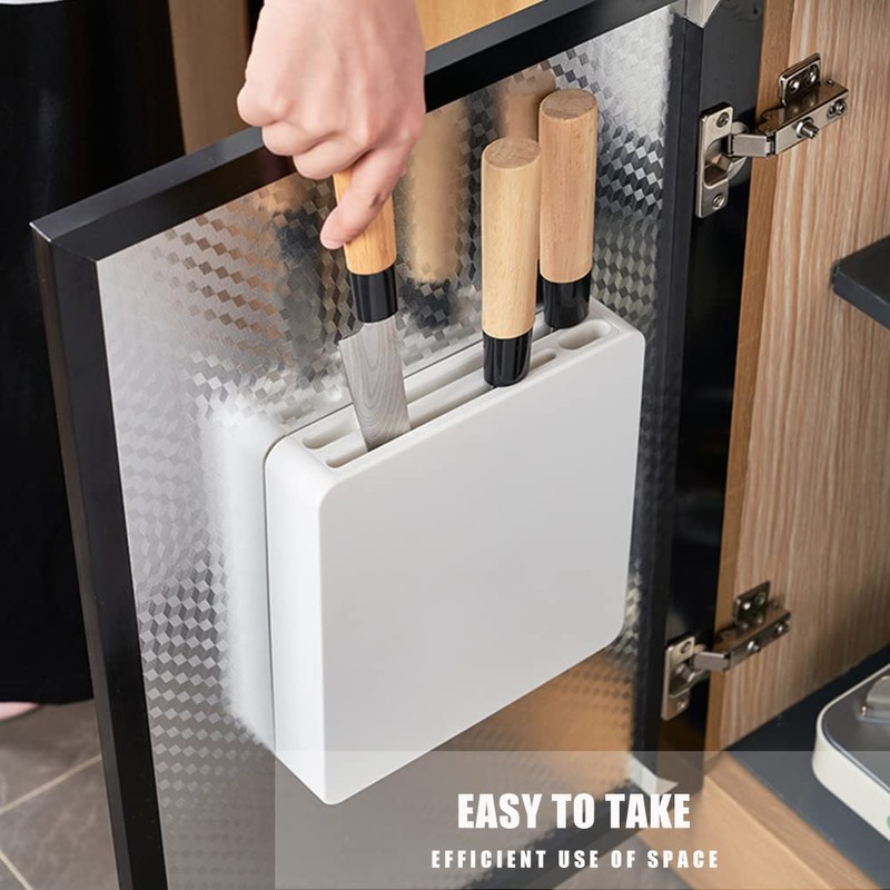 Universal Knife Block with 4 Slots, Wall Mounted White Knife