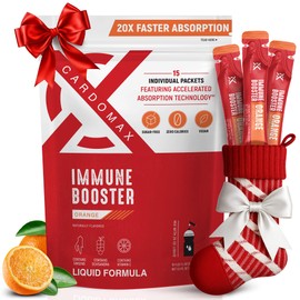 CardoMax Immunity Booster Liquid Drink Mix with Ginseng and Vitamin C for Kids and Adults, Immune Support Supplement for Energy and Wellness, Orange Flavor, 15 Single-Serve Liquid Stick Packs