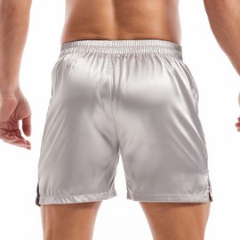 AMY COULEE Mens Stain Boxers Lounge Shorts Solid Color Sleepwear Casual Silky Pajama Shorts (XL, Gray)