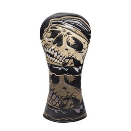 Golf Club Head Covers,1pc Skull Skeleton Driver Golf Headcovers for Woods, PU Leather with Advanced Embroidery for Most Brands-Yellow