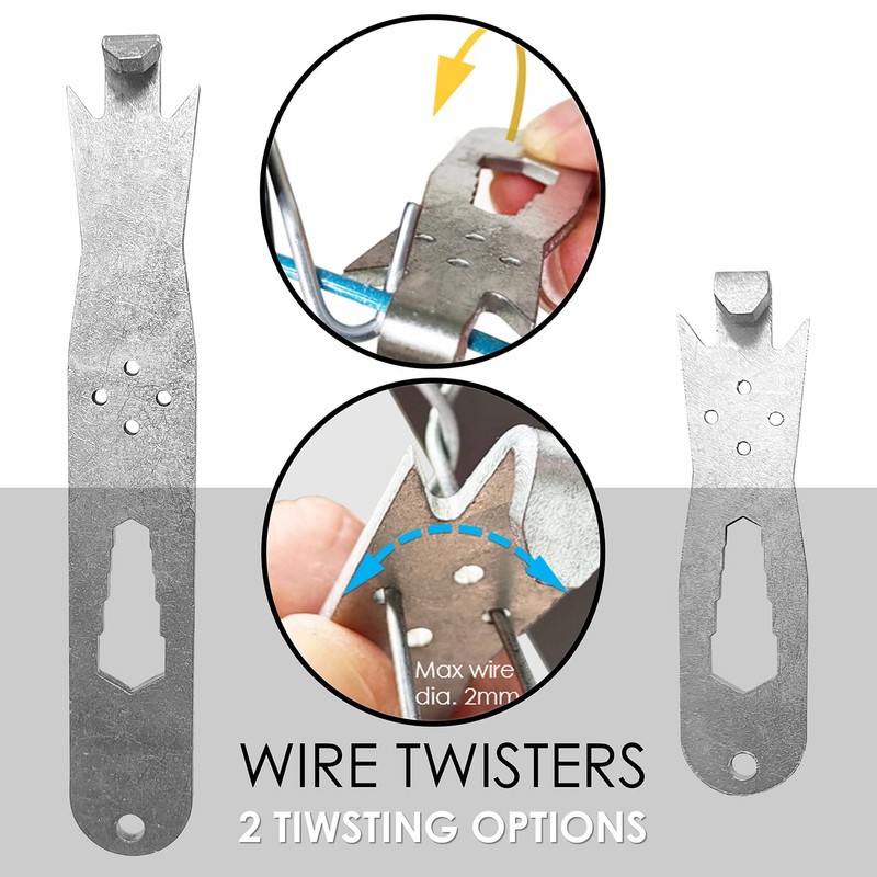 QMARK Fence Wire Twister Tool Set, T-Post Clip Tool, Stainless