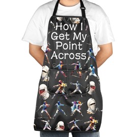 JXGZSO Funny Fencing Apron How I Get My Point Across Apron With Pockets Fencing Sport Gift Fencer Gift Fencing Lover Gift