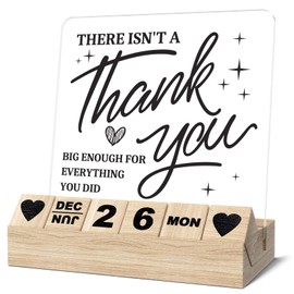 Thank You Gifts-Wooden Block Calendar Acrylic Sign-Appreciation Gifts for Coworker, Retirement Leaving Desk Decor for Women Men Friends, Desk Sign Calendar for Home Office Essentials
