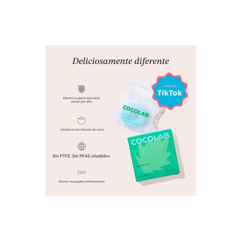 Cocofloss Hilo dental tela expandible de COCOLAB, aroma a menta,