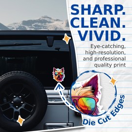 (2 Pack) Norwich Terrier Dog Stickers - Norwich Terrier with Sunglasses - Choose FromOver 100 Dog Breeds - 5 Inches On Longest Side - Premium Vinyl - Made in USA - BMCS0375