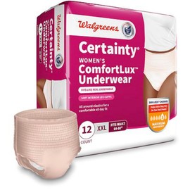 Certainty Women's ComfortLux Underwear, XXL (Waist 64-80 in), Maximum Absorbency, 12 Count
