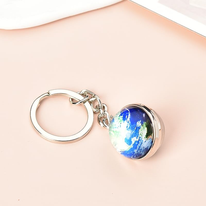 Solar System Planet Earth keychain for Women Men Globe Glow