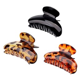 SSKHE 3 mittelgroße Haarklammern für dickes Haar, braune Schildpatt-Klauenclip für dünnes Haar, Kieferklammer für Damenhaar