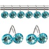 EleCharm 12 Pcs Bling Rhinestones Shower Curtain Hooks Bathroom Rolling
