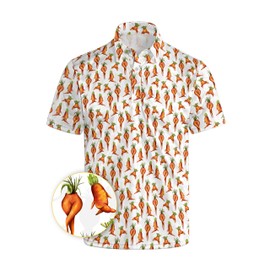 Wemkuqa Funny Carrot Golf Shirts for Men Moisture Wicking Crazy Carrot Polo Shirts for Men Quick-Dry Short Sleeve Men's Fun Golf Polo Shirts - Funny Carrot 2XL