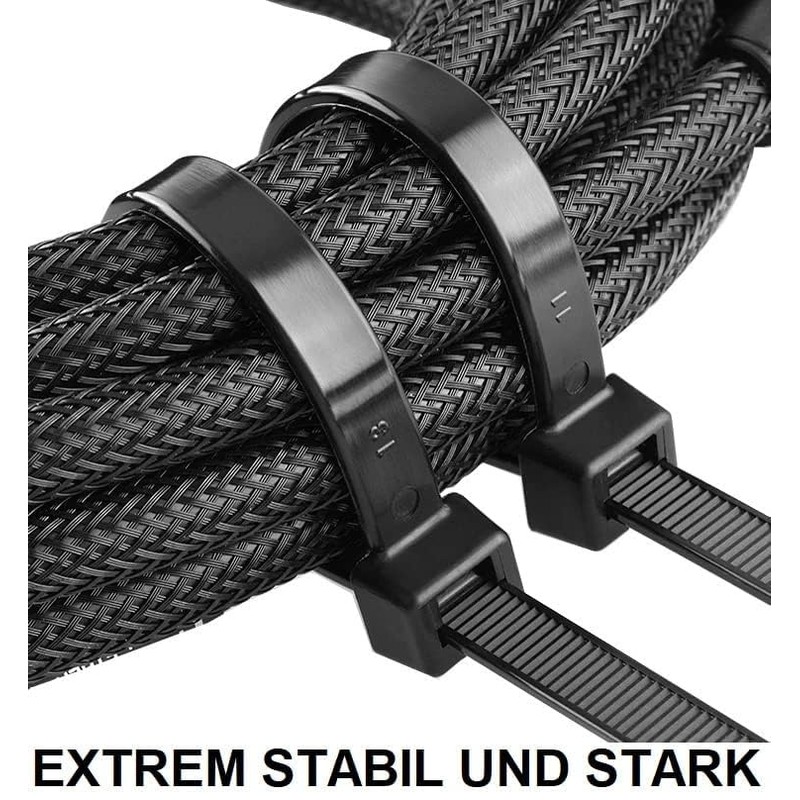 Akyandoo Pack of 100 Cable Ties Black White Strong Nylon
